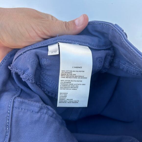 L’Agence Margot Skinny High Rise Sea Blue Jeans Pants 29 Ankle Slim High-Waisted - Picture 10 of 11